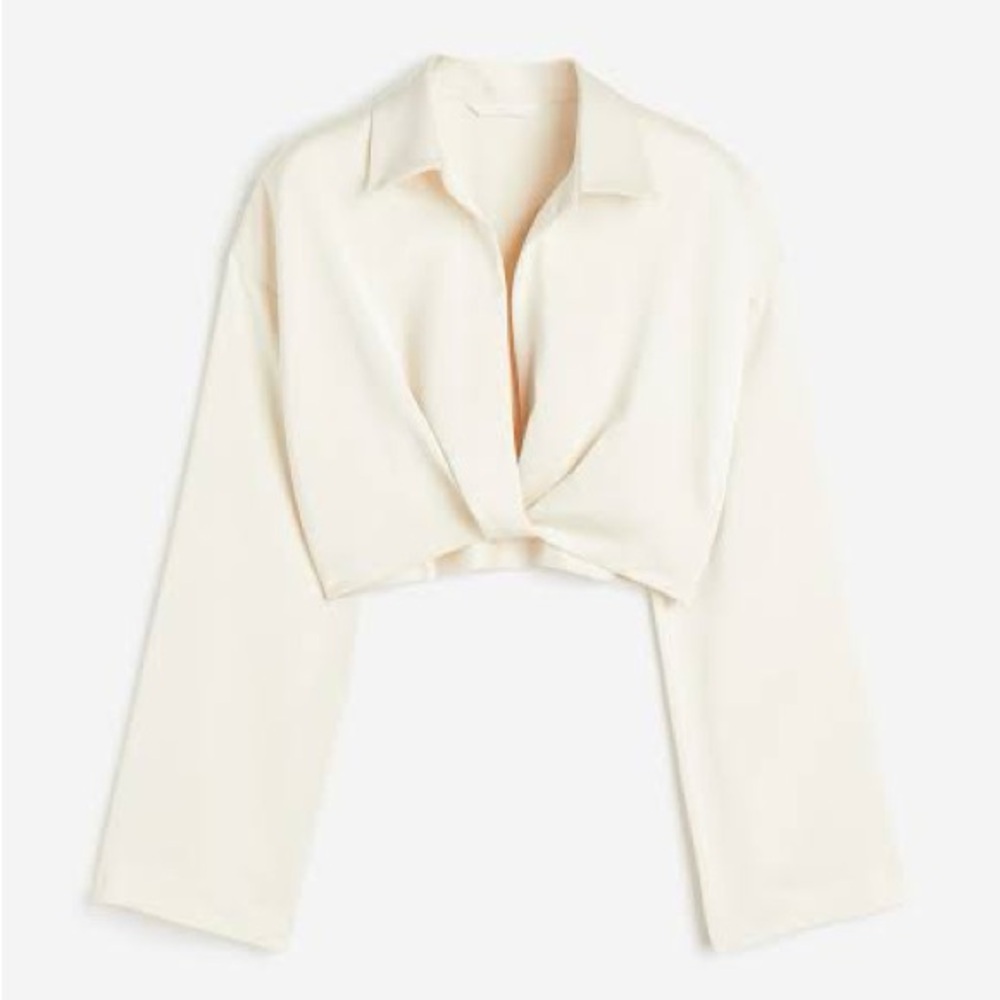 NWT H&M Cream Satin Women's Twist Front Blouse